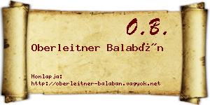 Oberleitner Balabán névjegykártya